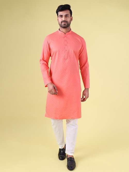 men mandarin neck kurta pyjama ethnic wear set - 22061895 - Standard Image - 0
