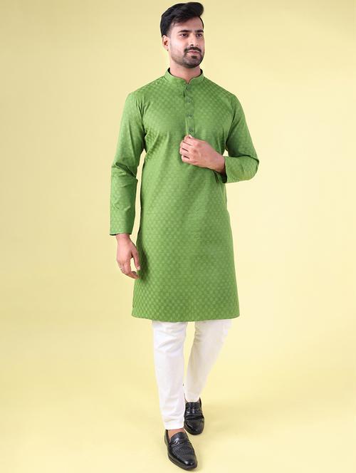 men mandarin neck kurta pyjama ethnic wear set - 22061897 - Standard Image - 0