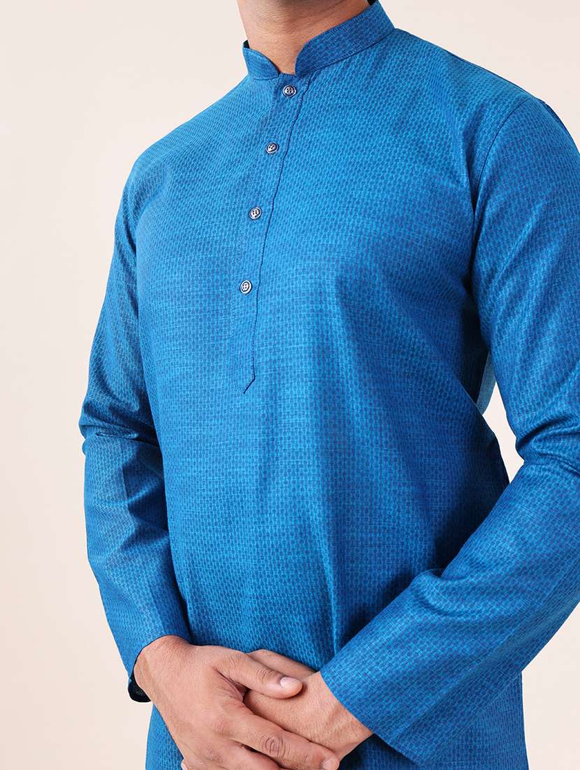 men mandarin neck kurta pyjama ethnic wear set - 22061899 -  Standard Image - 5