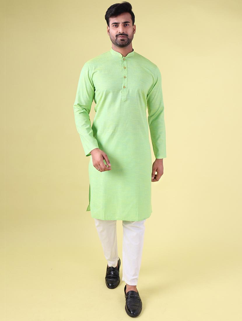 men mandarin neck kurta pyjama ethnic wear set