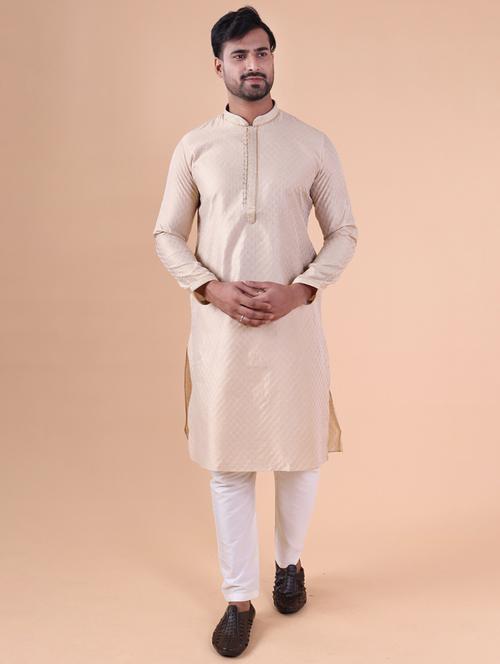 men mandarin neck kurta pyjama ethnic wear set - 22061906 -  Standard Image - 0