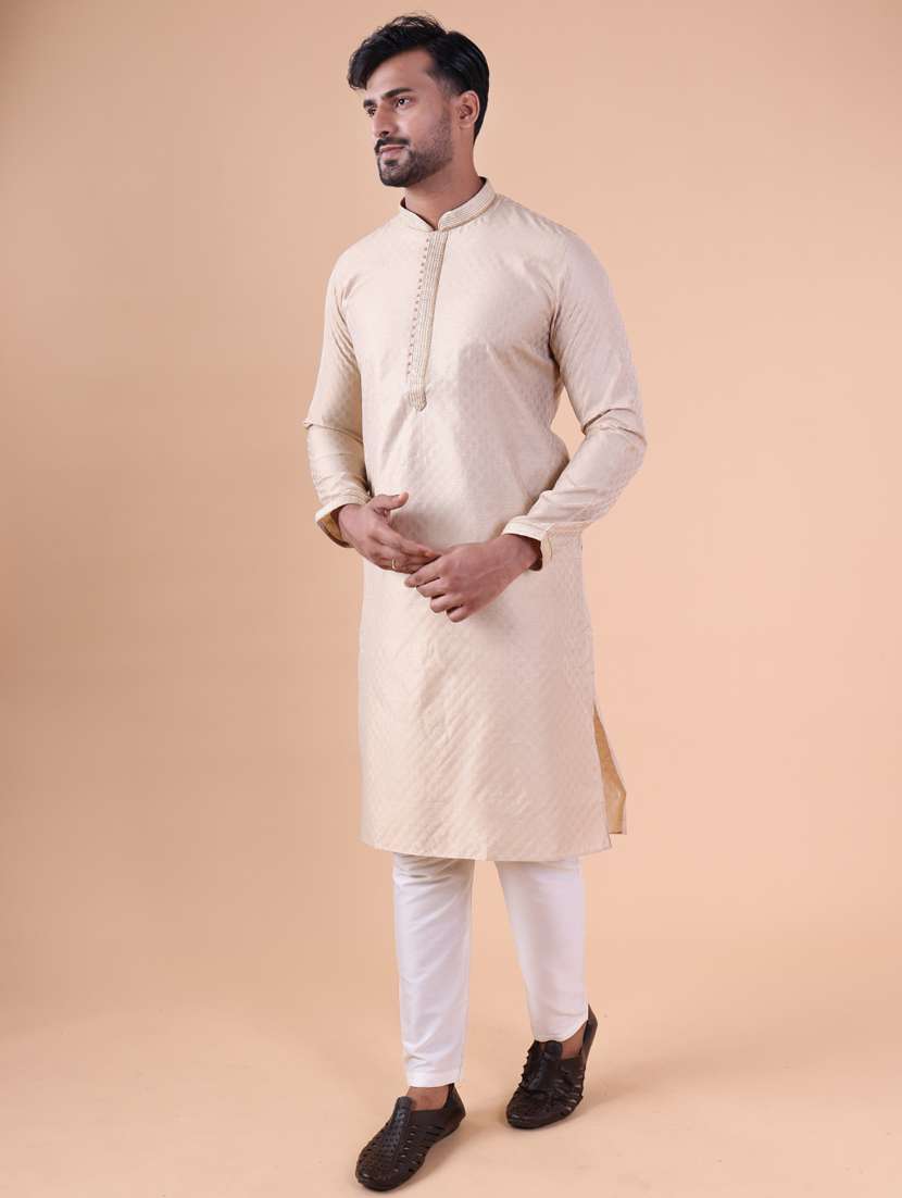 men mandarin neck kurta pyjama ethnic wear set - 22061906 - Standard Image - 3