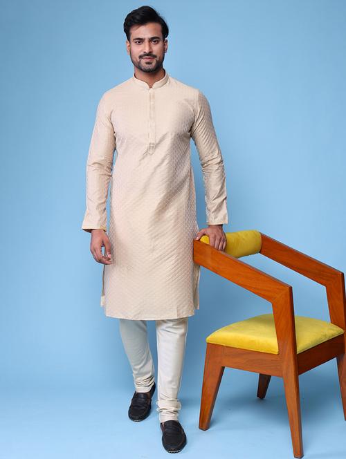 men mandarin neck kurta pyjama ethnic wear set - 22061909 - Standard Image - 0