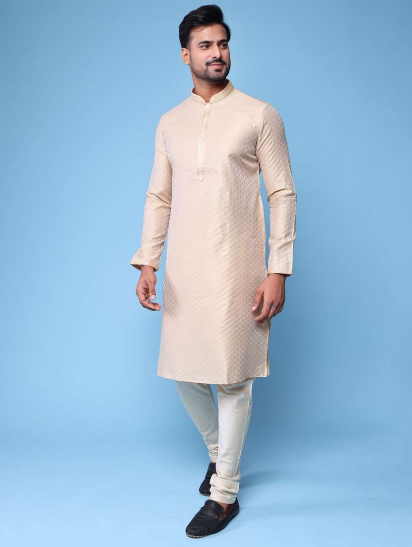 men mandarin neck kurta pyjama ethnic wear set - 22061909 - Standard Image - 3