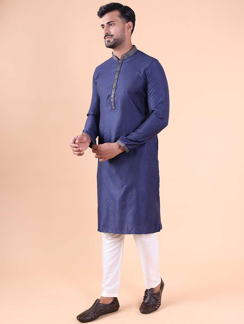 men mandarin neck kurta pyjama ethnic wear set - 22061911 - Standard Image - 3