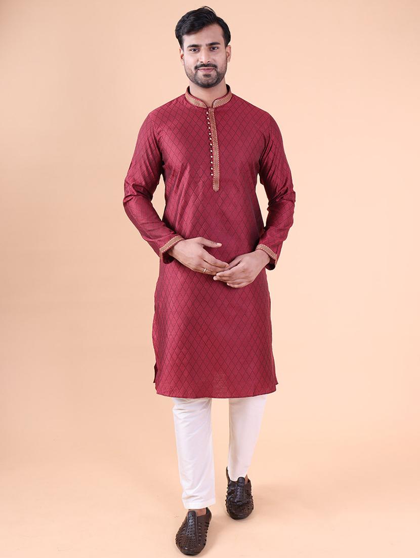 men mandarin neck kurta pyjama ethnic wear set - 22061913 - Zoom Image - 0