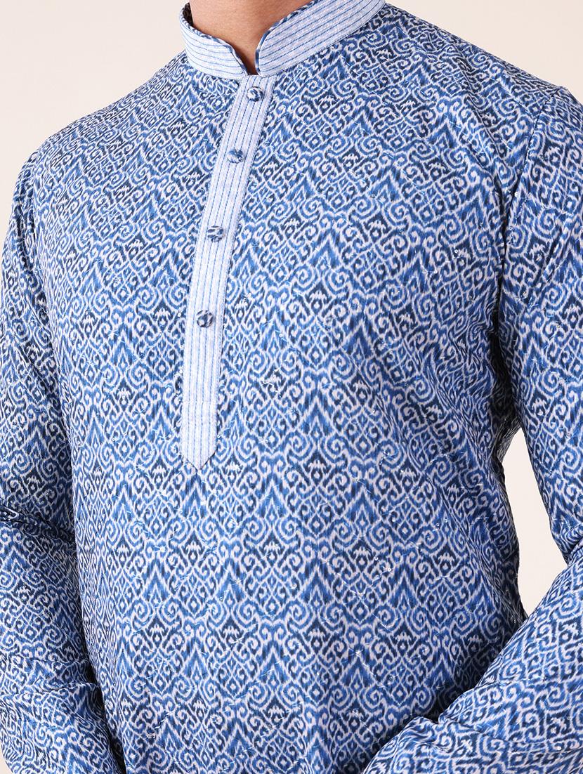 men mandarin neck kurta pyjama ethnic wear set - 22061915 - Standard Image - 5