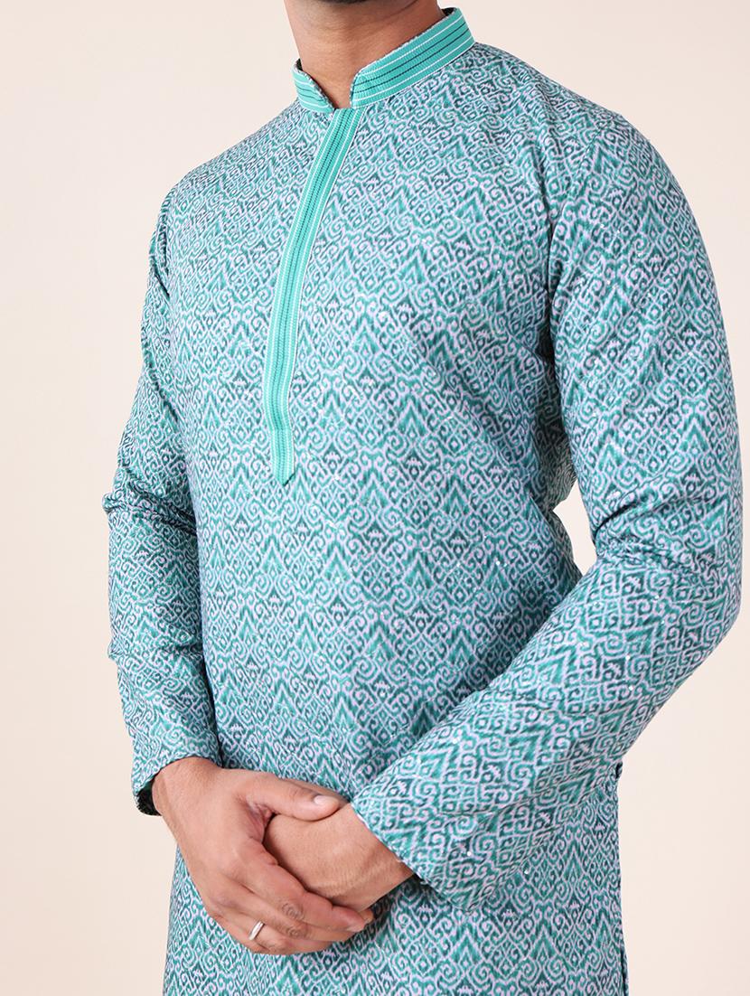 men mandarin neck kurta pyjama ethnic wear set - 22061916 - Standard Image - 5
