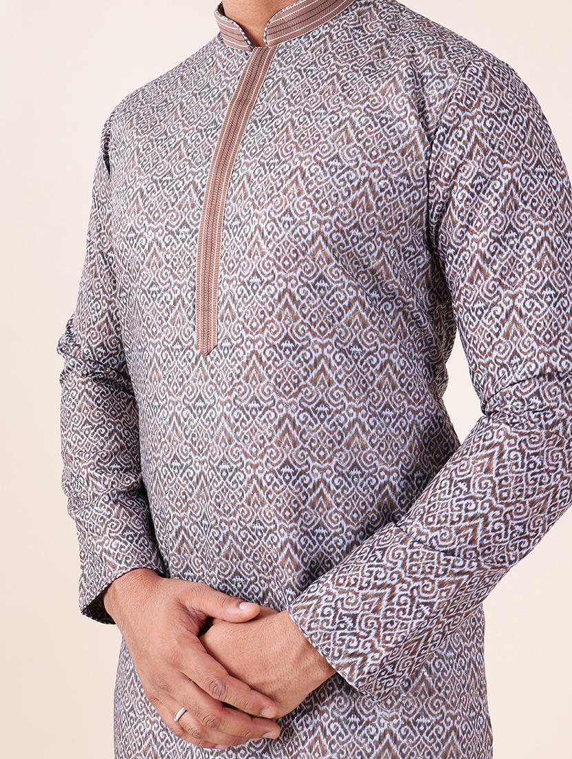 men mandarin neck kurta pyjama ethnic wear set - 22061917 - Standard Image - 5