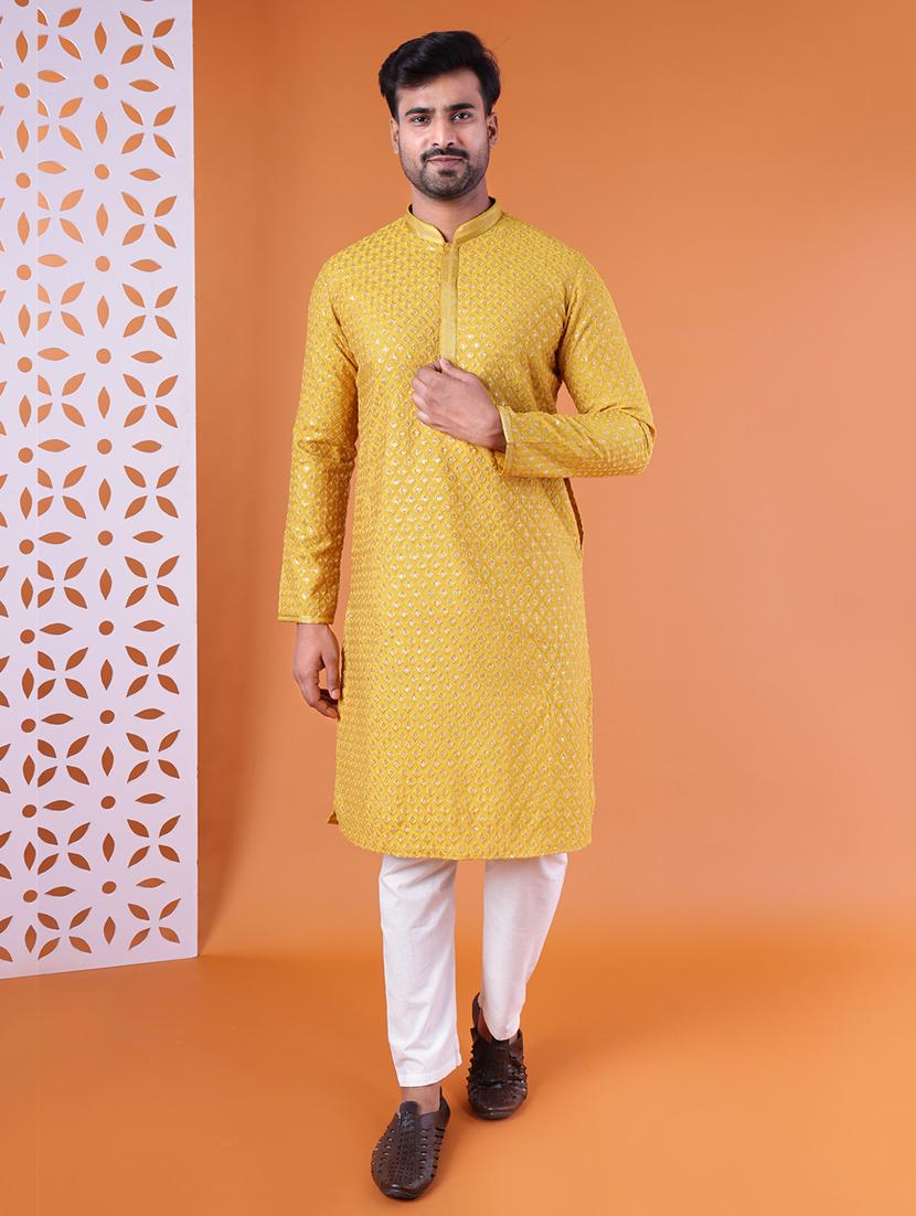 men mandarin neck kurta pyjama ethnic wear set - 22061918 -  Zoom Image - 0