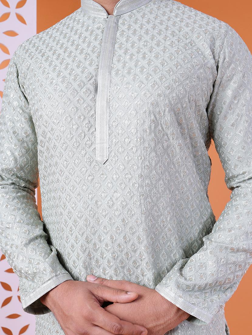 men mandarin neck kurta pyjama ethnic wear set - 22061919 - Standard Image - 5