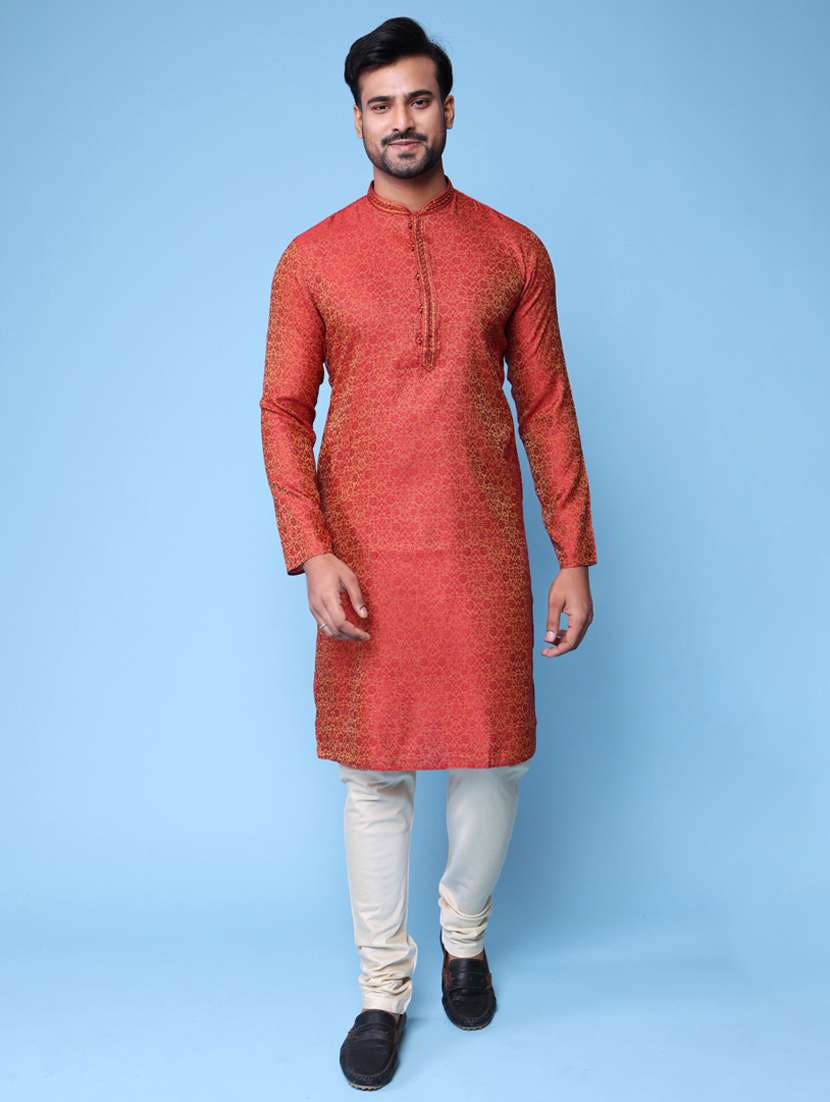 men mandarin neck kurta pyjama ethnic wear set - 22061922 -  Zoom Image - 0