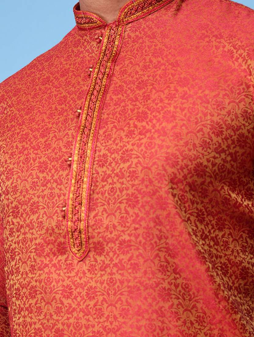men mandarin neck kurta pyjama ethnic wear set - 22061922 - Standard Image - 5