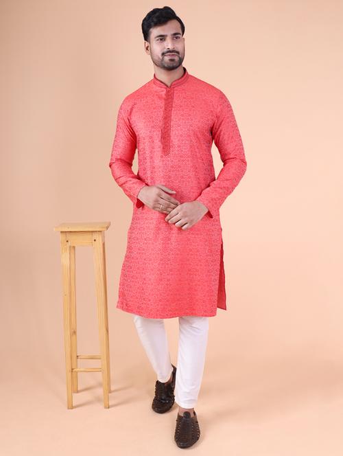 men mandarin neck kurta pyjama ethnic wear set - 22061923 - Standard Image - 0