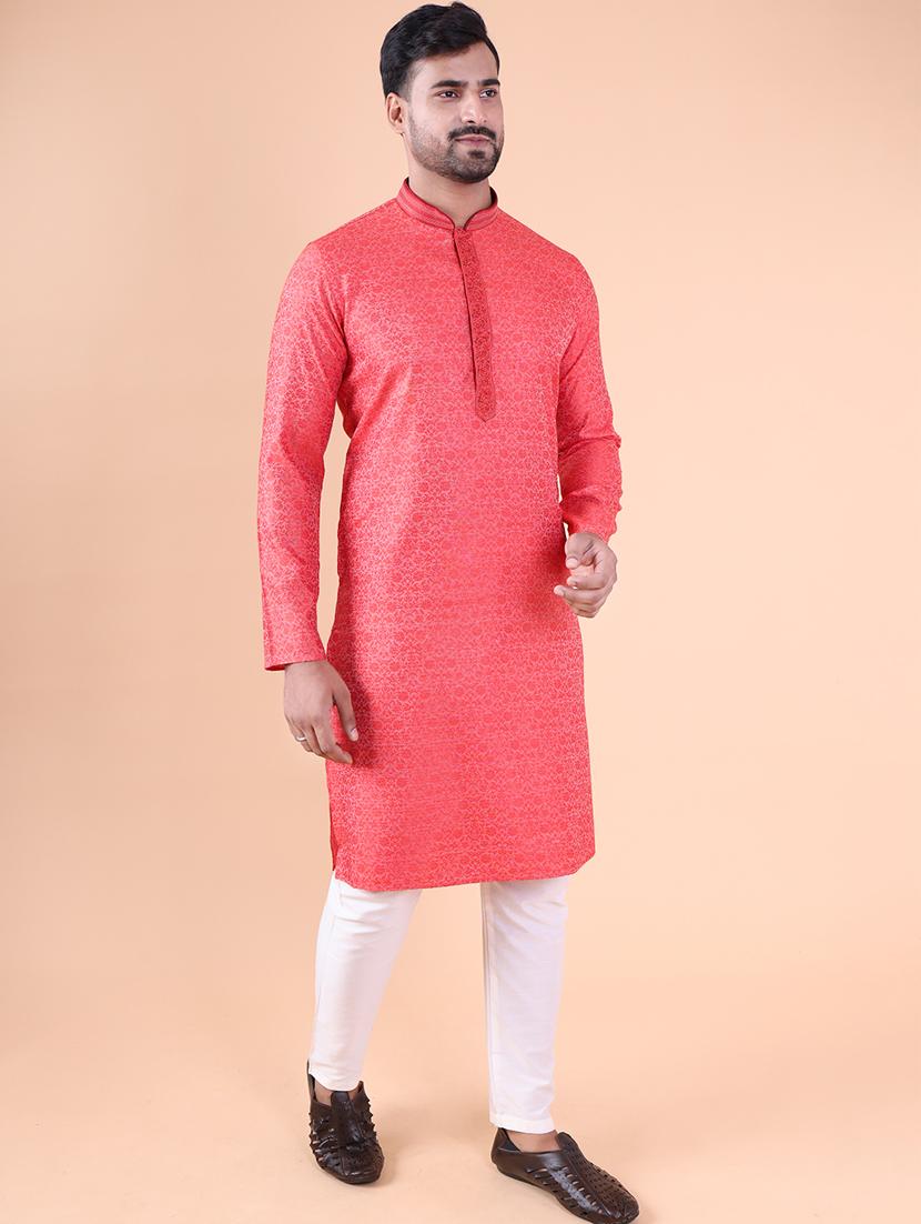 men mandarin neck kurta pyjama ethnic wear set - 22061923 - Standard Image - 3