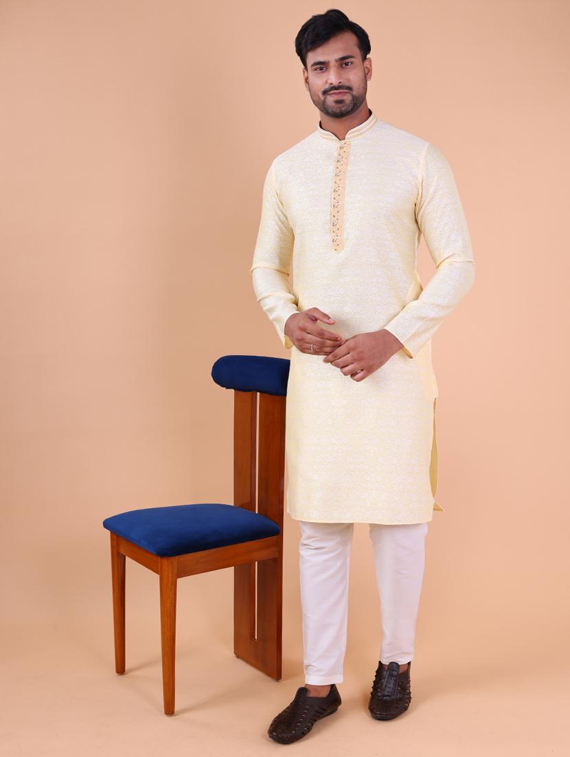 men mandarin neck kurta pyjama ethnic wear set - 22061924 -  Zoom Image - 0