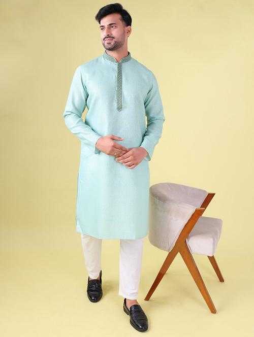 men mandarin neck kurta pyjama ethnic wear set - 22061927 - Standard Image - 0