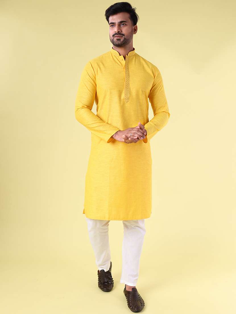 men mandarin neck kurta pyjama ethnic wear set - 22061929 -  Zoom Image - 0