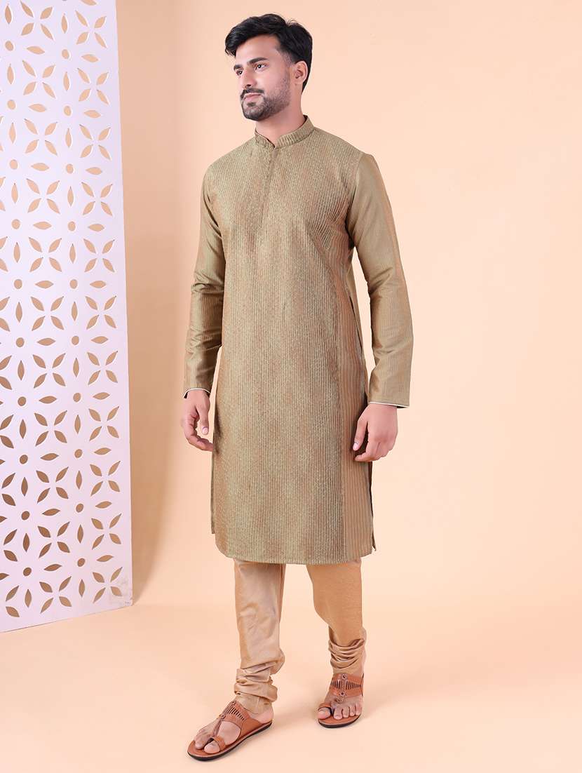 men mandarin neck kurta churidar ethnic wear set - 22061933 - Standard Image - 3