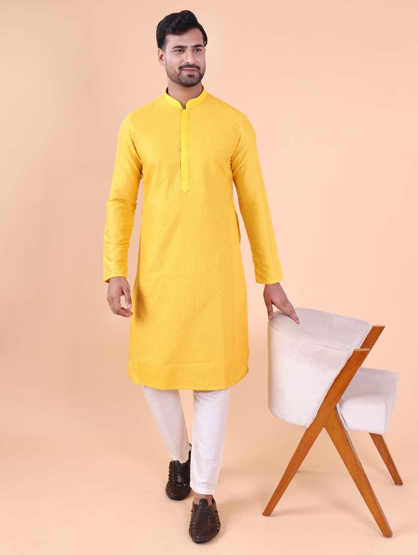men mandarin neck kurta pyjama ethnic wear set - 22061935 - Zoom Image - 0
