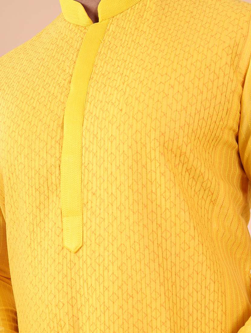 men mandarin neck kurta pyjama ethnic wear set - 22061935 - Standard Image - 5