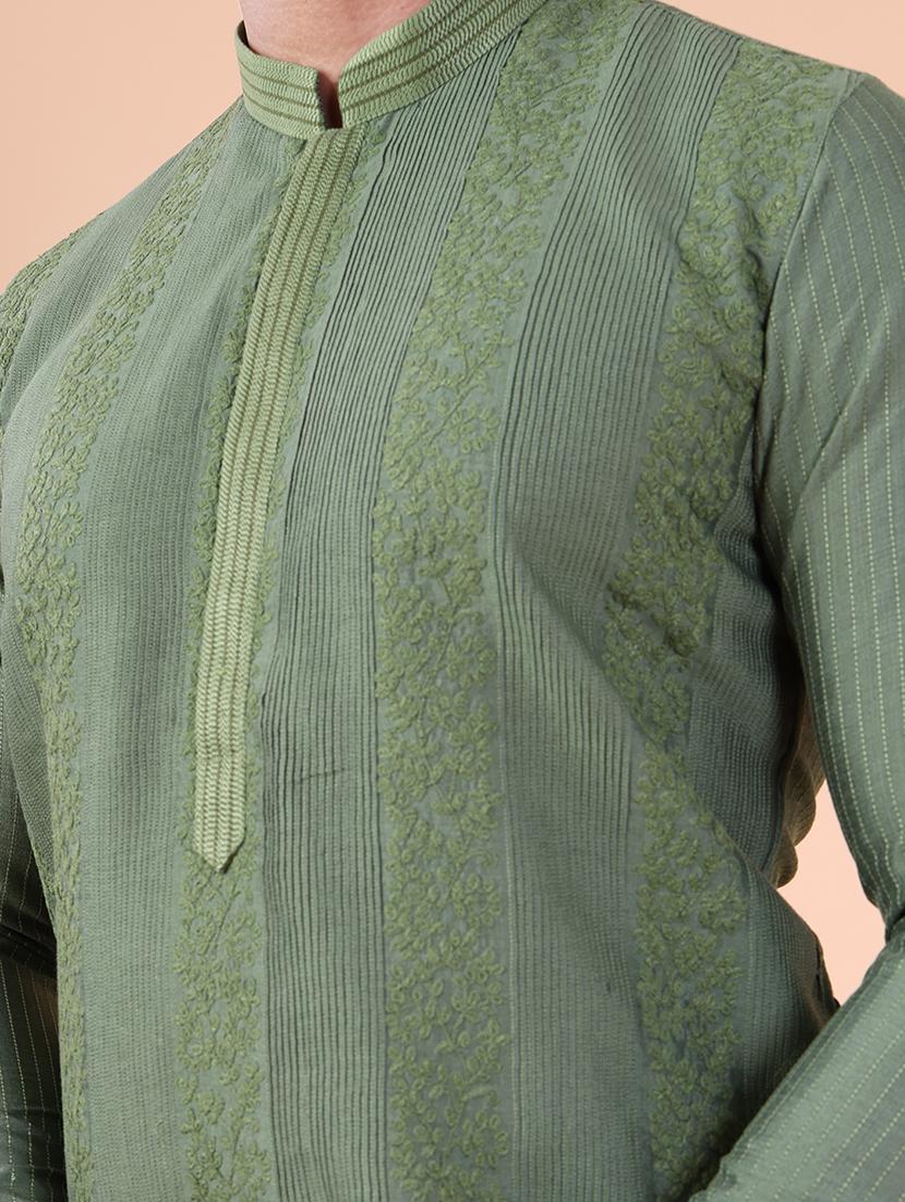 men mandarin neck kurta pyjama ethnic wear set - 22061939 - Standard Image - 5