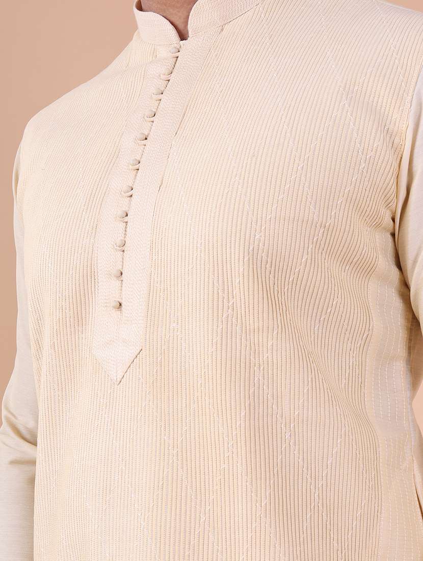 men mandarin neck kurta pyjama ethnic wear set - 22061940 - Standard Image - 5