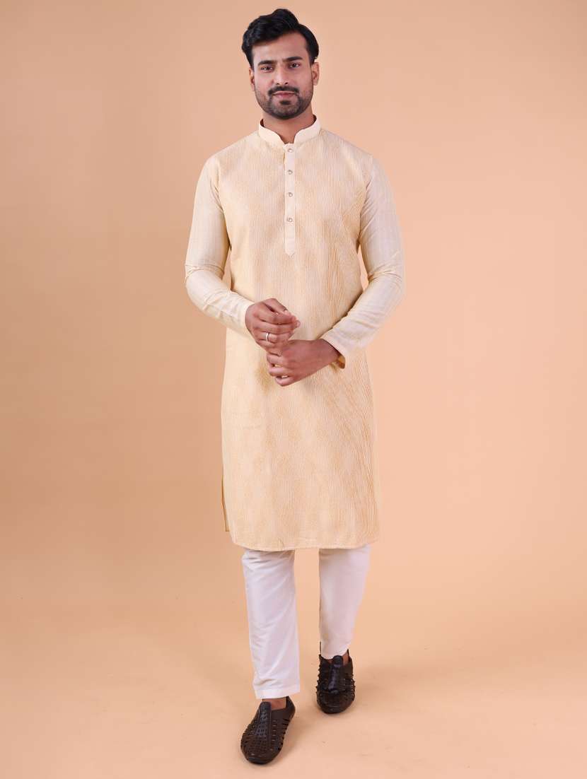 men mandarin neck kurta pyjama ethnic wear set - 22061944 - Zoom Image - 0