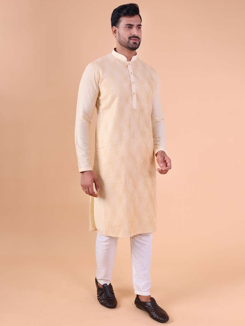 men mandarin neck kurta pyjama ethnic wear set - 22061944 - Standard Image - 3