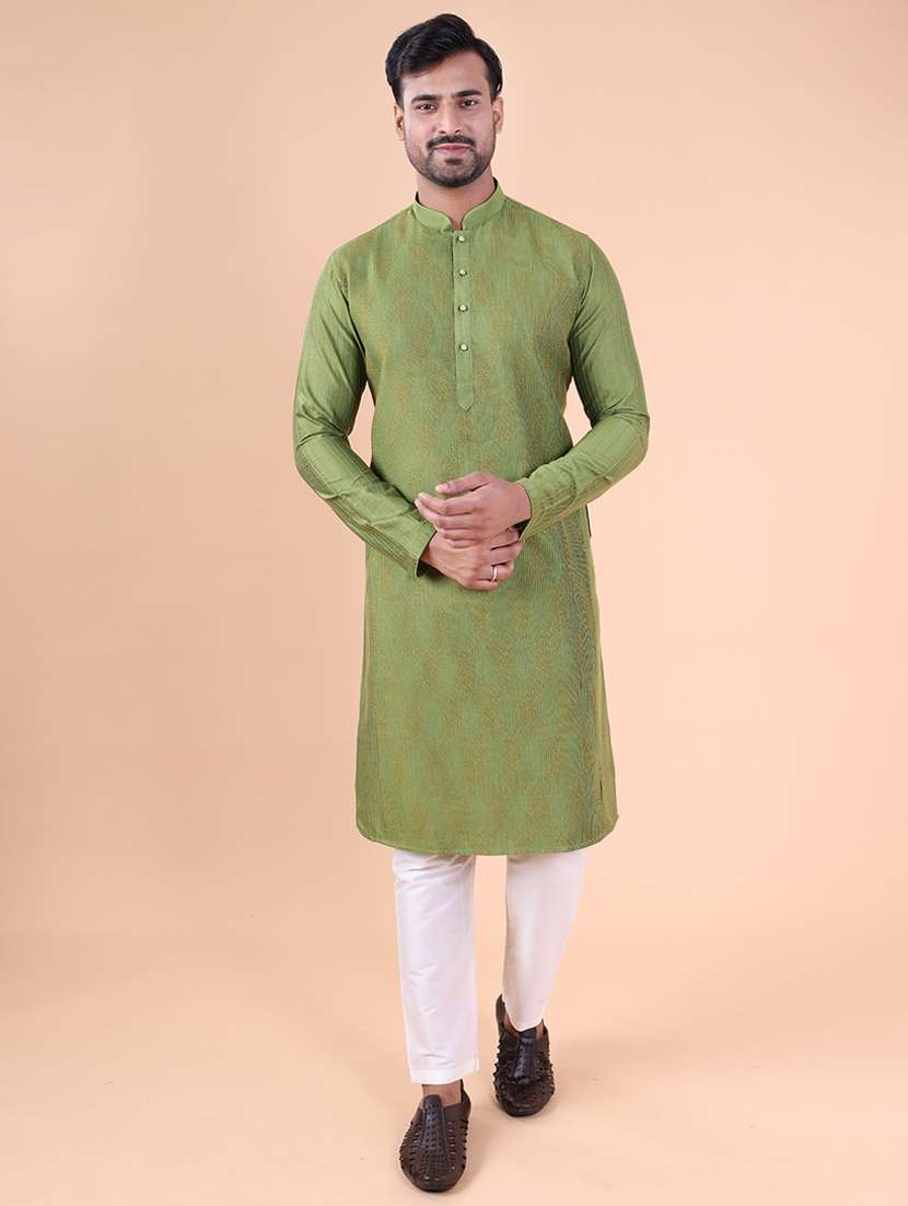 men mandarin neck kurta pyjama ethnic wear set - 22061945 - Zoom Image - 0