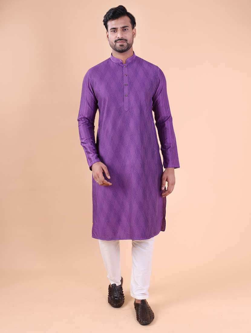 men mandarin neck kurta pyjama ethnic wear set - 22061947 - Zoom Image - 0