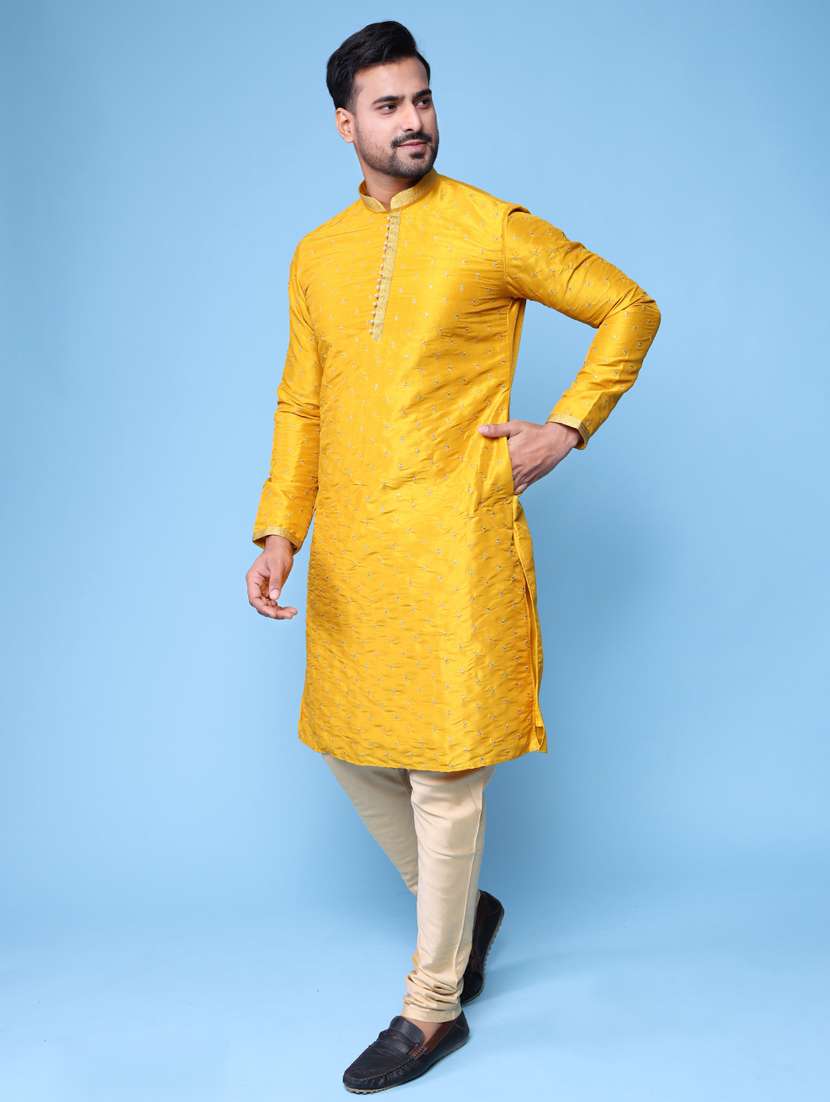 men mandarin neck kurta churidar ethnic wear set - 22061949 - Standard Image - 3