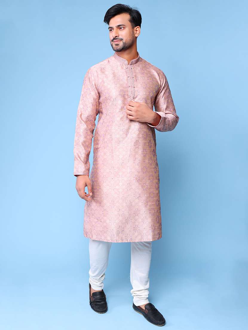 men mandarin neck kurta churidar ethnic wear set - 22061952 - Standard Image - 3