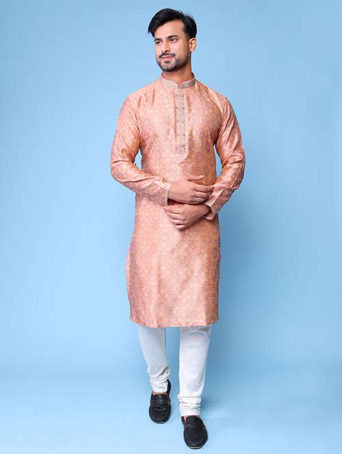 men mandarin neck kurta churidar ethnic wear set - 22061955 - Standard Image - 0