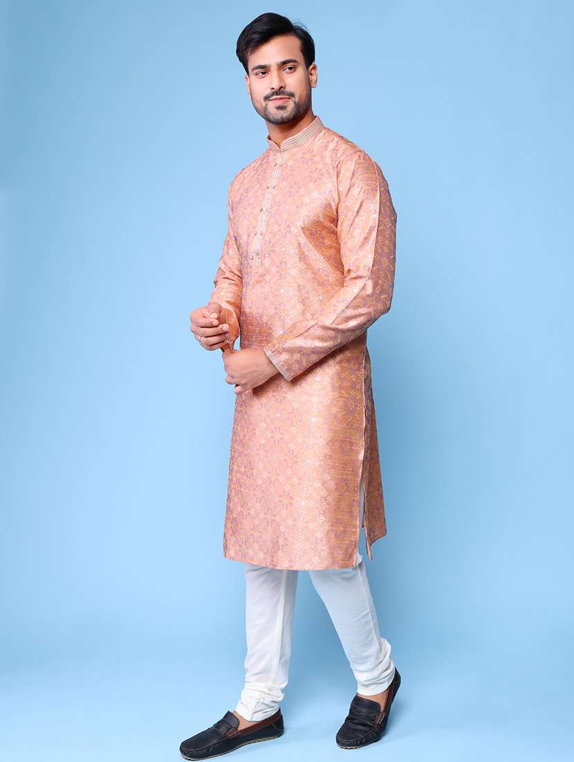 men mandarin neck kurta churidar ethnic wear set - 22061955 - Standard Image - 3