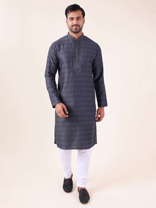men mandarin neck kurta pyjama ethnic wear set - 22061960 -  Standard Image - 0