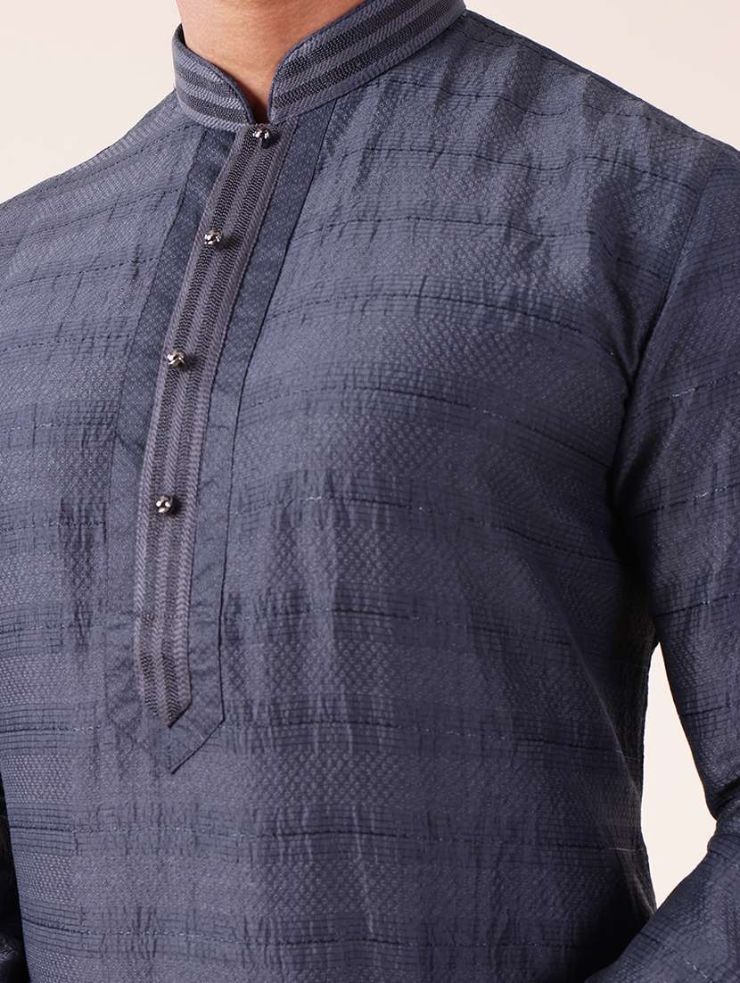 men mandarin neck kurta pyjama ethnic wear set - 22061960 -  Standard Image - 5
