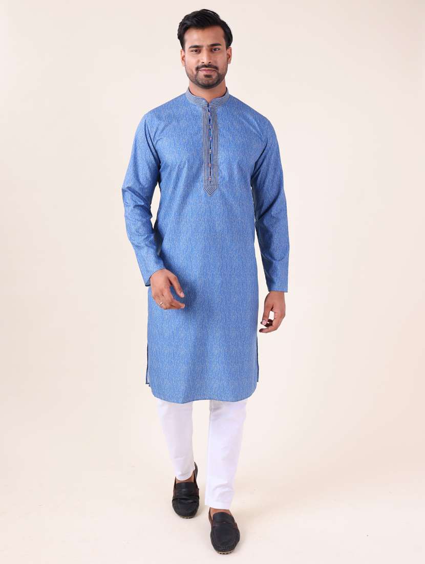 men mandarin neck kurta pyjama ethnic wear set - 22061961 -  Zoom Image - 0