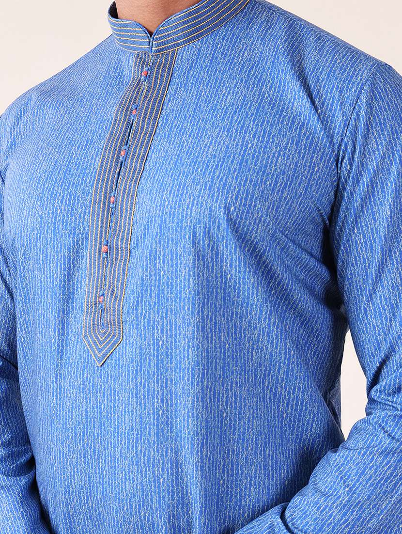 men mandarin neck kurta pyjama ethnic wear set - 22061961 - Standard Image - 5