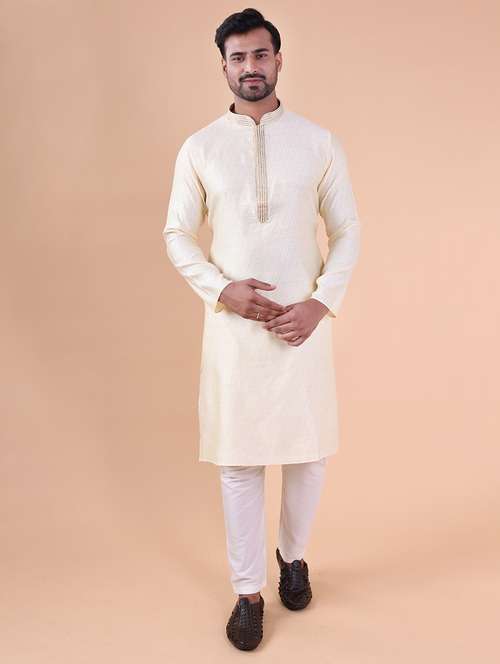 men mandarin neck kurta pyjama ethnic wear set - 22061963 -  Standard Image - 0