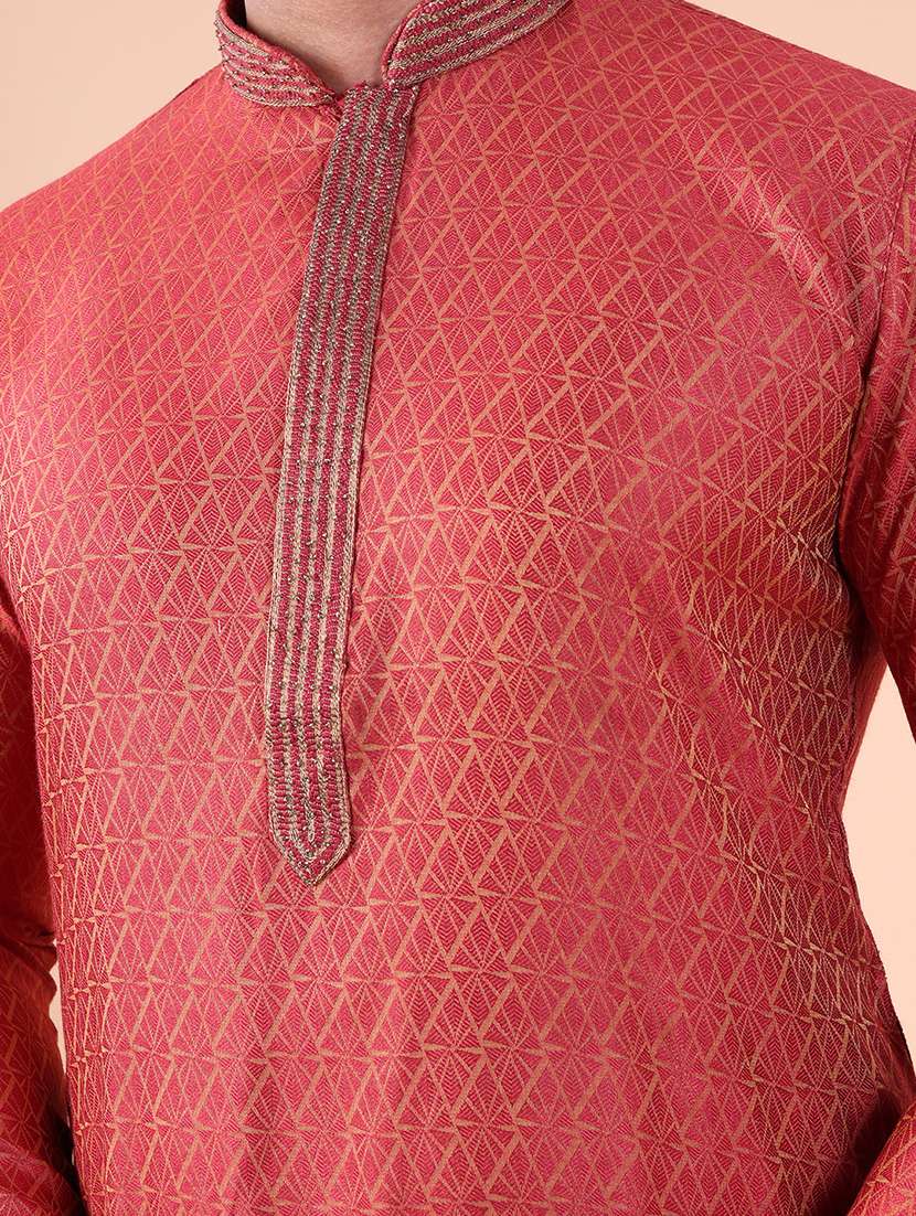 men mandarin neck kurta pyjama ethnic wear set - 22061964 -  Standard Image - 5