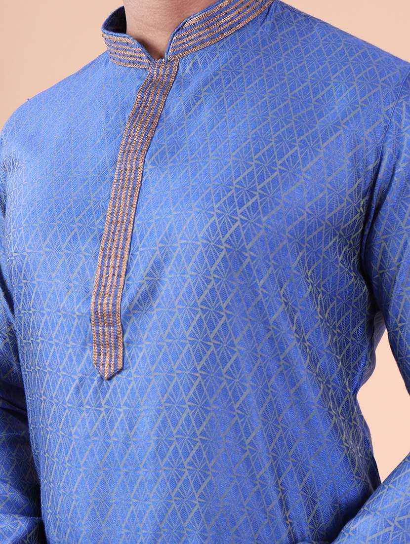 men mandarin neck kurta pyjama ethnic wear set - 22061965 - Standard Image - 5