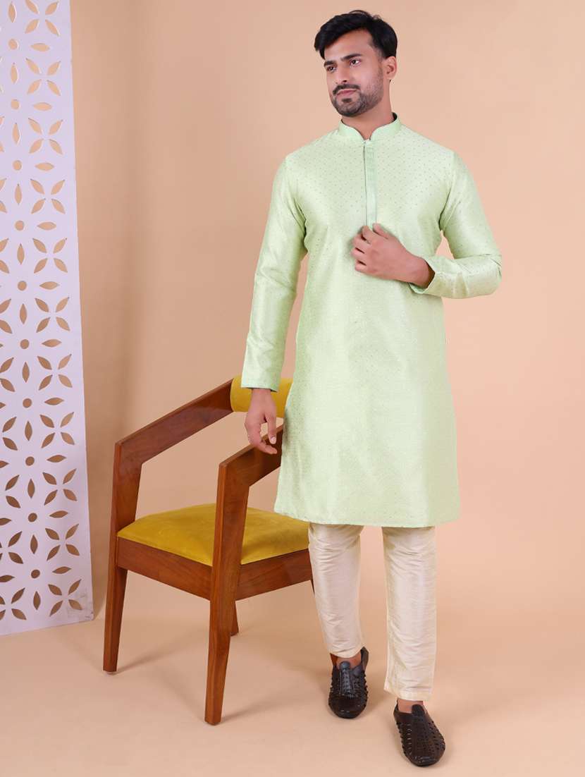 men mandarin neck kurta pyjama ethnic wear set - 22061971 - Zoom Image - 0