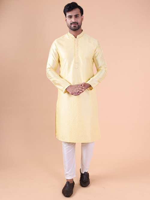 men mandarin neck kurta pyjama ethnic wear set - 22061973 - Standard Image - 0