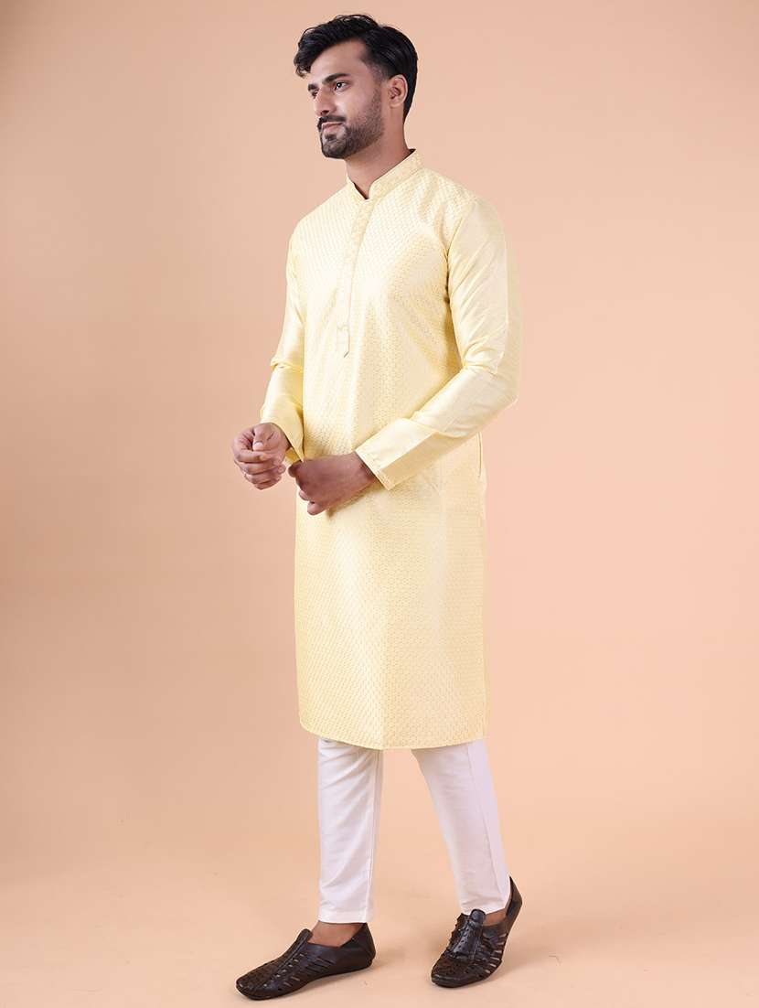 men mandarin neck kurta pyjama ethnic wear set - 22061973 - Standard Image - 3