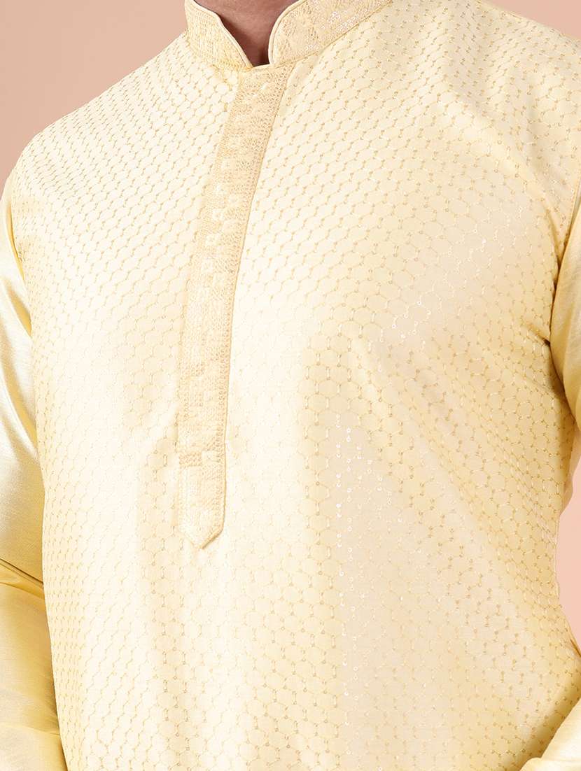 men mandarin neck kurta pyjama ethnic wear set - 22061973 - Standard Image - 5