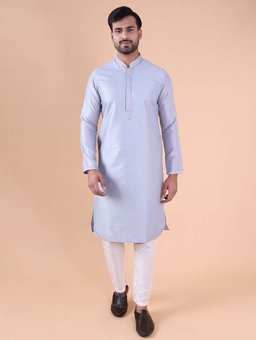 men mandarin neck kurta pyjama ethnic wear set - 22061975 - Zoom Image - 0