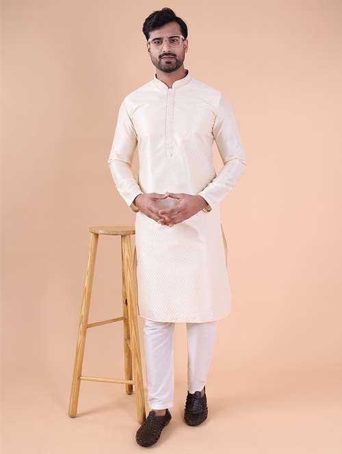 men mandarin neck kurta pyjama ethnic wear set - 22061976 -  Standard Image - 0