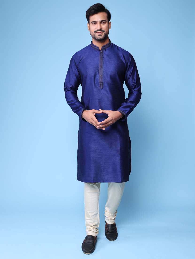 men mandarin neck kurta pyjama ethnic wear set