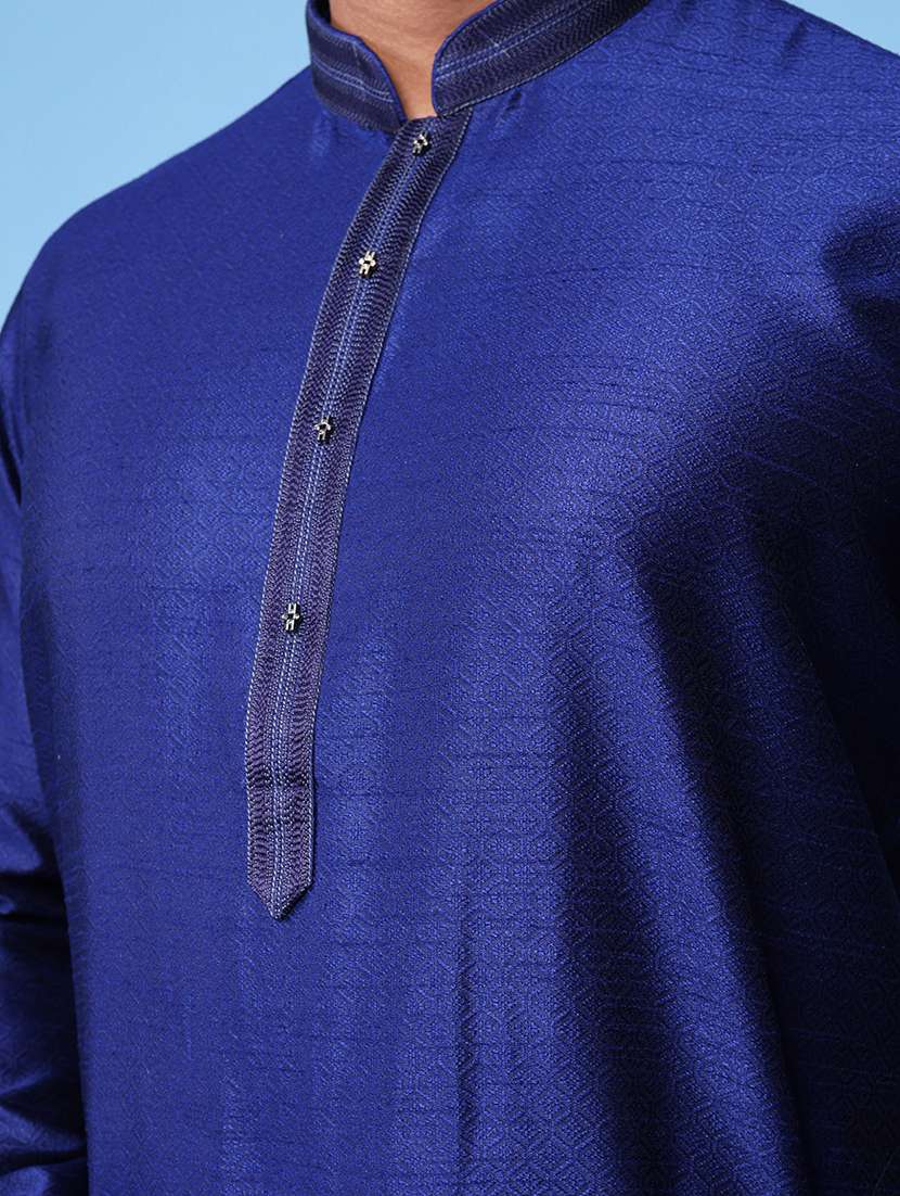 men mandarin neck kurta pyjama ethnic wear set - 22061977 - Standard Image - 5